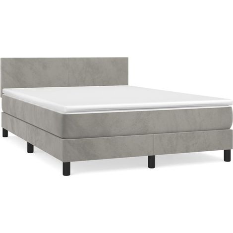 Maison Exclusive - Sommier à lattes de lit et matelas Gris clair 140x200cm Velours (1/5)