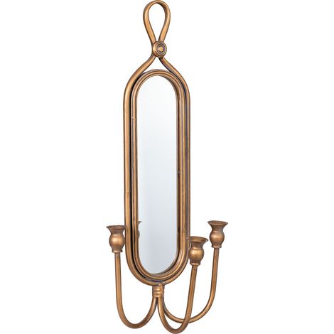 Candelabro de pared de metal envejecido dorado 26x13x62h cm (1/5)