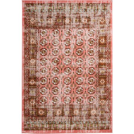 Tapis Antique Floral à Poils Courts "Ariya" Rouge 120 x 170 cm (1/4)