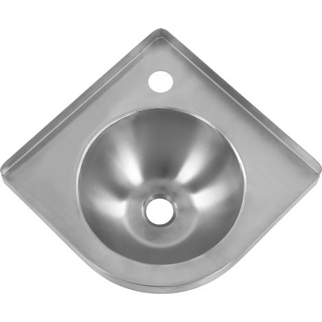 Lavabo d'angle triangulaire finition brossée pour cuisine et salle de bain, idéal pour bateau, caravane, camping-car ou camping-car. (1/5)