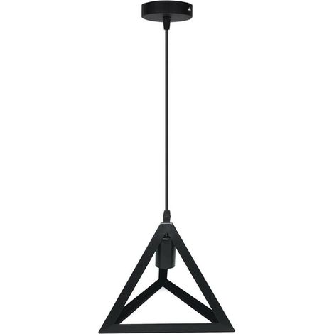 Lampadario Da Soffitto A Sospensione Forma Triangolo 3d Porta Lampadina E27 Nero (1/4)