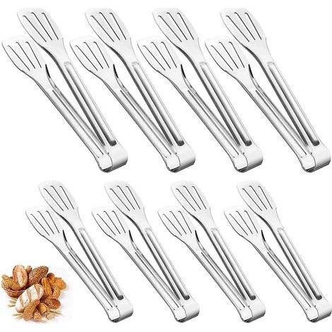 Pinces de cuisine en acier inoxydable (lot de 2), pinces à gâteaux, pinces à griller, pinces alimentaires, pinces de service pour servir, cuisiner, pâtisser, frire, buffet, salade (2 tailles) (1/5)