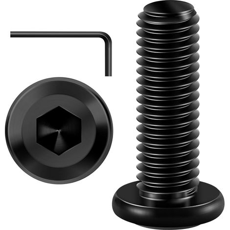 20 Pièces M6x25 Vis à Tête Plate, Six Pans Creux, Inox A2 V2a, Oxyde Noir, Filetage Complet Avec Clé Hexagonale (1/5)