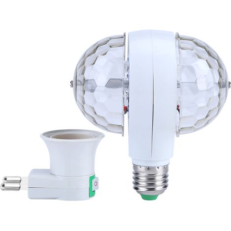 Projecteur LED RGB E27 pour scènes de discothèque, ampoule sphérique, lampe de fête rotative à 2 têtes. (1/5)