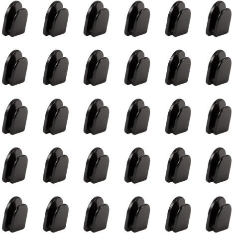 Lot de 30 Crochets Adhésifs Noirs Invisibles - Crochets Muraux Autocollants pour Serviettes, Vêtements, Clés de Voiture - Idéal pour Salle de Bain, Cuisine, Chambre, Garage (1/5)