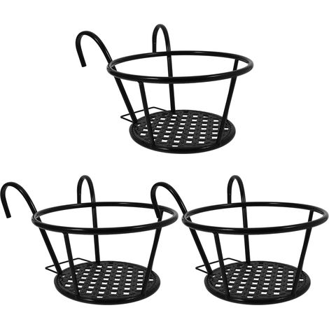 Support Suspendu Pour Pot De Fleurs - Fer Forgé Antirouille - Convient Balcon Terrasse Porche Clôture Jardin - Lot De 3