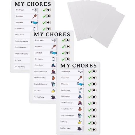 3 pièces Tableau des tâches ménagères, tableau mémo portable en plastique ABS, liste détachable pour enfants, usage domestique et voyage (1/5)