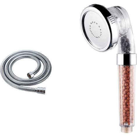 Pommeau de douche à main avec flexible, 3 jets et triple filtre minéral pour eau douce, douchette haute pression économique pour salle de bain (1/4)