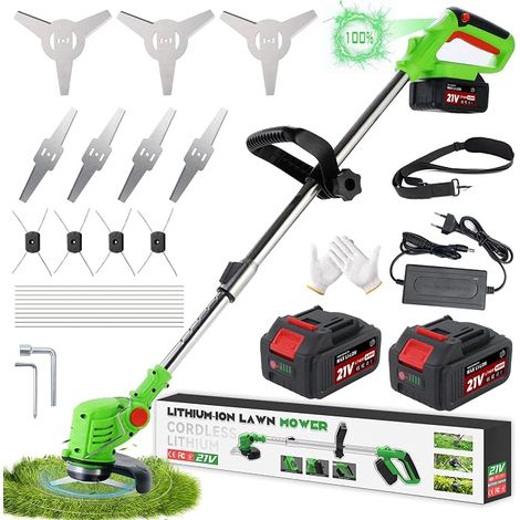 3-in-1 Cordless Electric Brushcutter, Cordless Trimmer with 2 x 2.0 Ah Battery, Adjustable Size Lightweight Telescopic Border for Garden Outdoor Lawn (1/5)