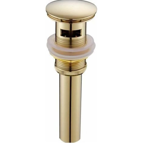 Bonde de lavabo moderne et rétro. bonde clic-clac avec trop-plein. bonde de lavabo universelle en laiton doré. siphon de lavabo avec trou de trop-plein. polie - avec trop-plein (1/4)