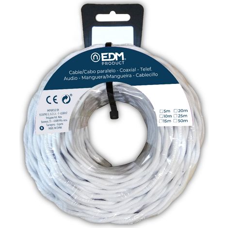 Carrete cable paralelo textil trenzado h07v-k 2 x 2,50 mm² blanco, 5 m (1/5)