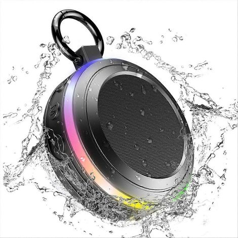 Enceinte Bluetooth étanche pour salle de bain avec radio FM et haut-parleur sport noir (1/5)