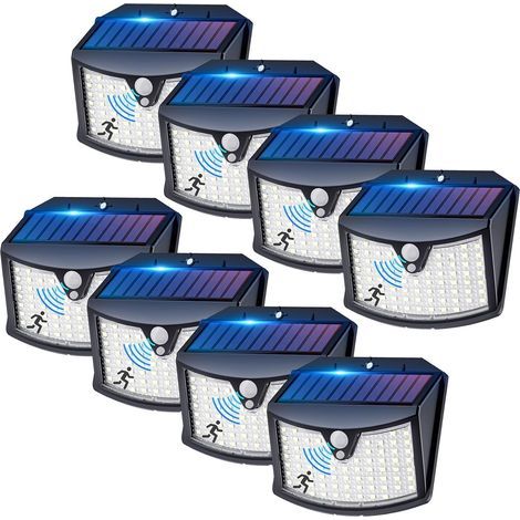 Lampe Solaire Exterieur, 【Lot de 8】 Lumière Solaire Extérieure, 3 Modes IP65 Étanche - pour Jardin, Garage, Patio, Lampe Exterieur Murale (1/5)