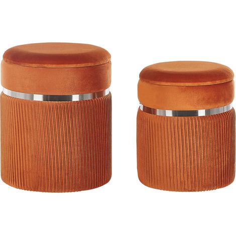 Set di 2 pouf in velluto arancione Camdenton