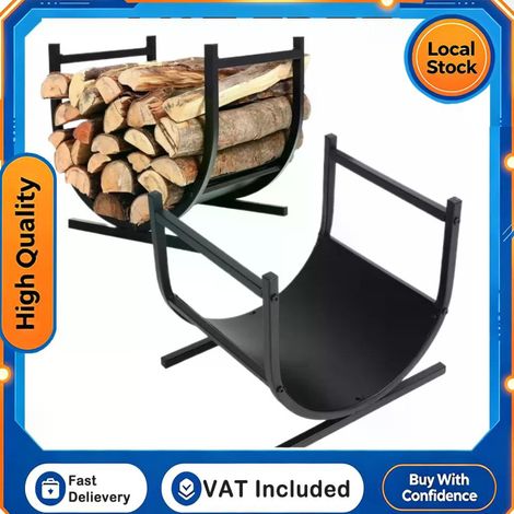 Support à bûches empilable grande capacité, longue durée, en acier, intérieur et extérieur, rangement de bois de chauffage (1/5)