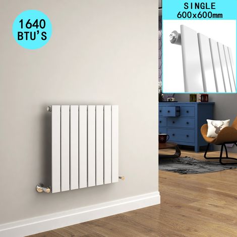 ELEGANT White Rectangular Radiator Steel Heating Rads 600x600mm Single Flat Panel Radiator (1/5)