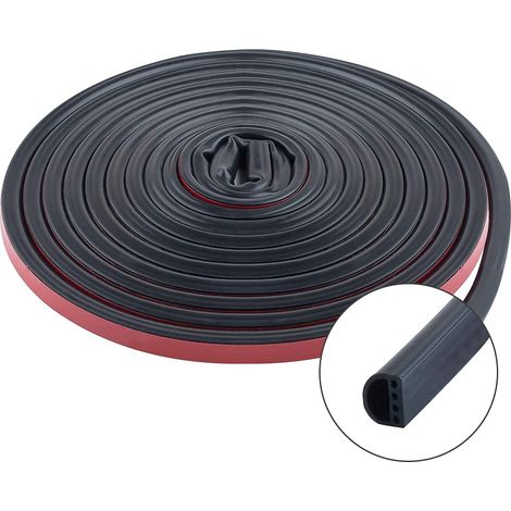 Burlete de silicona, tira de sellado multiperforada para puertas y ventanas, anticolisión, insonorización, protección contra el polvo y el viento, 6 m (D9 x 6 mm, negro)