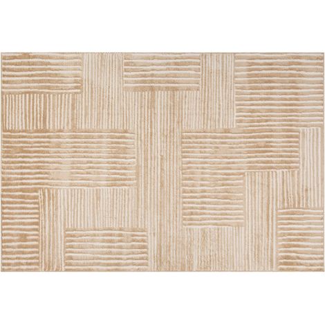 Atmosphera – Tapis shaggy rectangulaire 120x170 cm beige – Motifs géométriques en relief – Polypropylène – Apporte chaleur à votre intérieur (1/6)