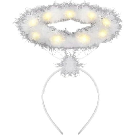 Serre-tête ange lumineux blanc et noir, compatible avec les costumes d'ange de Noël. (1/5)