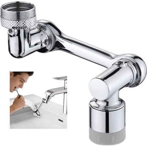 Prolunga per rubinetto, girevole a 1080°, aeratore per lavello cromato con leva universale, antispruzzo. (1/5)