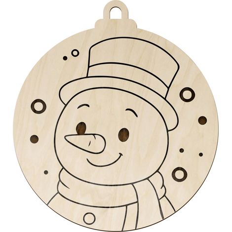 Aus Sperrholz gefertigte Weihnachtskugel zum Bemalen – Malvorlage für Kinder (1/4)