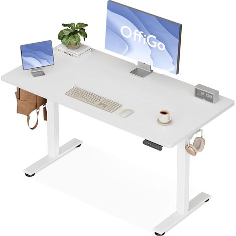 Grundmodell Höhenverstellbarer Schreibtisch 120cm Weiß Satin OffiGo (1/5)