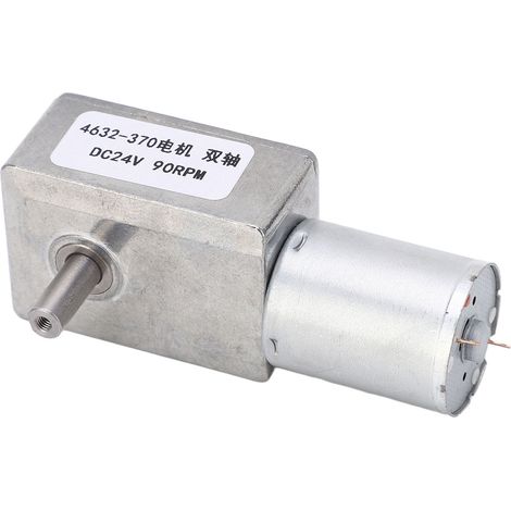 Gleichstrom-Getriebemotor mit zwei Wellen, einstellbarer Drehrichtung, Schneckengetriebe, 24 V, 90 U/min (1/5)