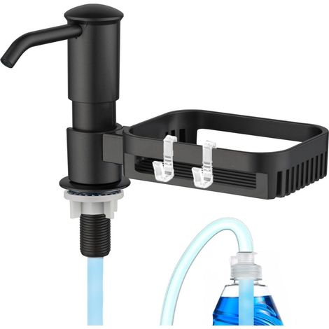 1 Distributeur de savon, ABS noir, porte-éponge rotatif, tube 96,5 cm, cuisine salle de bain (1/5)