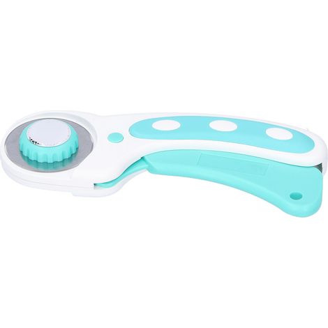 Couteau de coupe rotatif à poignée pressable pour patchwork, quilting, couture, bricolage, cuir, rond 45 mm (bleu) (1/5)