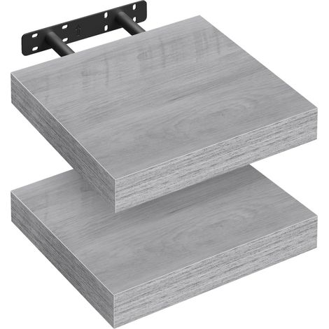 WOLTU 2x Mensola da Muro, Mensola da Parete, per Soggiorno Studio Cucina, 25cm, Rovere grigio (1/5)