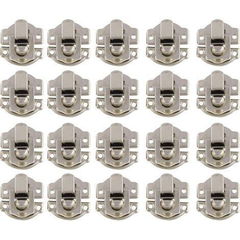 Lot de 100 Loquet et targette,Boîtes Petite Taille Rétro Fermoir Métal Verrouillage Moraillon Vintage Boîte Porte Coque Coffre Fer Ensemble Loquet Tiroir Antique avec 400 Vis (Argent) (1/5)