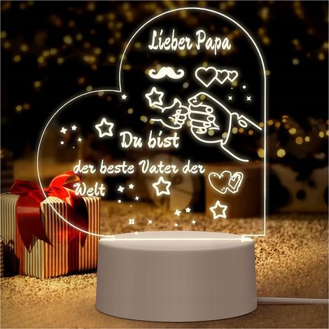 Luce notturna a forma di cuore a LED 3D, regalo per papà, in acrilico, USB (1/4)
