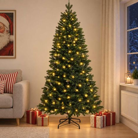 vidaXL Artificial Hinged Christmas Tree 150 cm 150 LEDs Warm White (1/5)