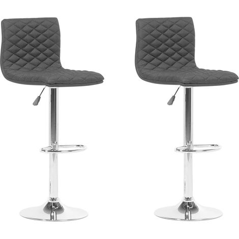Set of 2 Bar Chairs ORLANDO Swivel Black (1/5)