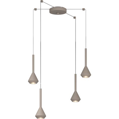 Lampadario Moderno Aygo Metallo Sabbia 4 Luci Gu10