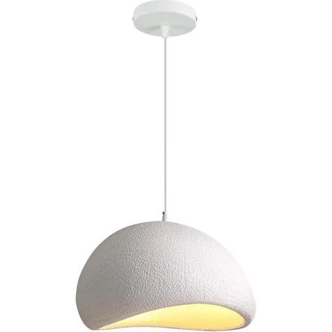 Moderne Suspension Luminaire Industriel Ciment 30cm Créatif Lustre Plafonnier Design Edison pour Salon Chambre,Blanc (1/5)