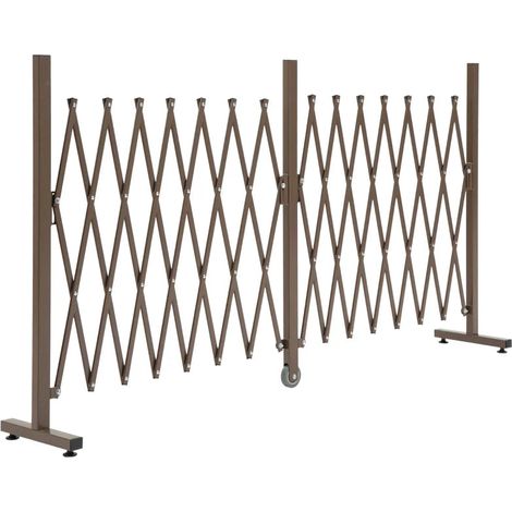 Filiyano-Portail ciseaux extensible - Portail de jardin et aide à l'escalade Couleur : Marron foncé Dimensions : 405 x 31 x 103,5 cm (1/5)