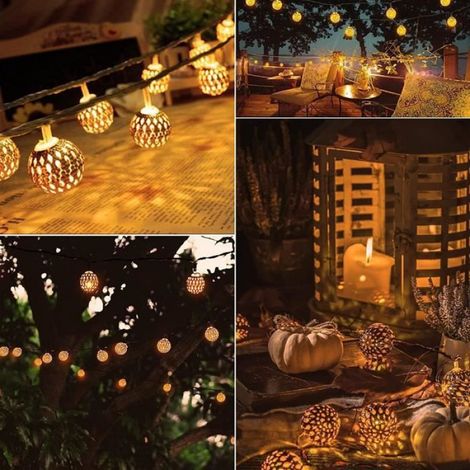 Guirlande Lumineuse Exterieure Solaire - 10m 60LED Fil Cuivre Lumineuse avec 8 Modes, pour la Décoration Extérieur. (1/4)