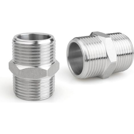 2 Pcs 1/2" Male to 1/2" Male BSP, Pipe Adapter Thread Stainless, for Water, Gas, Oil, and Fuel Applications Pipe Connecting Conversion (1/5)