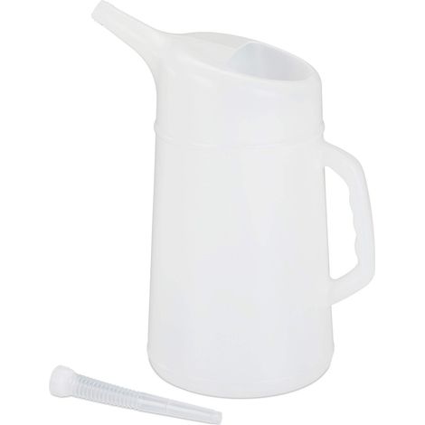 Burette à Huile 5l, Embout de Remplissage Flexible, Récipient de Mesure de l’Huile, incassable, Blanc (1/5)