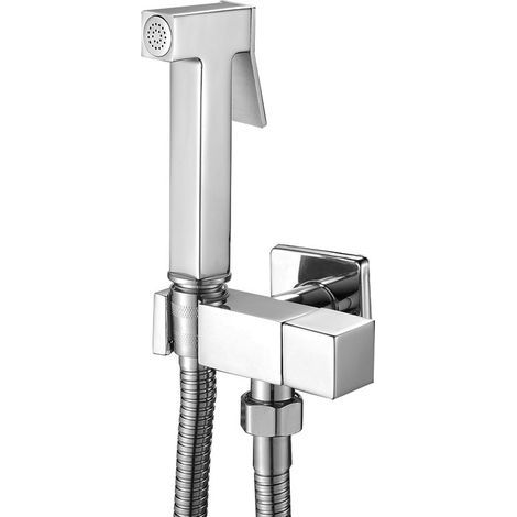 Kit de douche mural carré en laiton chromé pour bidet (Chrome)
