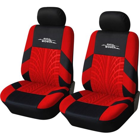 Paire de Housses de siège Avant universelles pour Voiture, Camion, camionnette-Rouge (1/5)