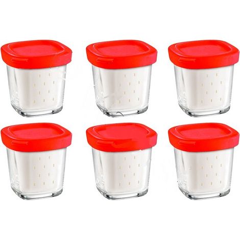 Scatola di 6 vasetti di yogurt in vetro con coperchio e sgocciolatoio - Yogurtiera, Formaggiera - SEB - 2551093662734954256