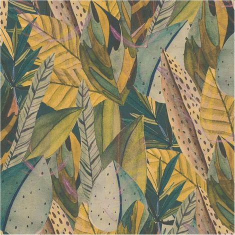 Nature wallpaper wall Profhome 782201 hot embossed non-woven wallpaper smooth with floral ornaments matt green yellow olive purple turquoise blue 5,33 m2 (1/5)