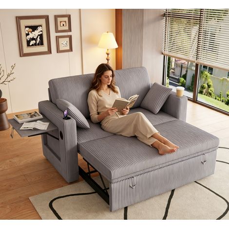Modernes Multifunktions sofa,, Schlafcouch mit Schlaffunktion,Modernes Multi Doppelsofa mit verstellbarer Rückenlehne, mit Getränkehalter und Kissen, geeignet für Wohnzimmer, Schlafzimmer, Wohnung usw (1/5)