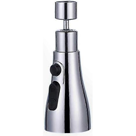 Aérateur de robinet rotatif à 360°, trois vitesses, buse à économie d'eau, convient aux cuisines et salles de bains, adaptateur de pulvérisation avec filtre anti-éclaboussures, argent. (1/5)