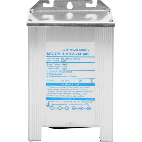Alimentation à découpage étanche à la pluie pour module d'éclairage LED en alliage d'aluminium 400W (LHDV&820924E400 24V) (1/5)