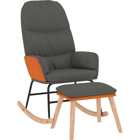 Maison Exclusive - Schaukelsessel mit Hocker Dunkelgrau Stoff (1/5)