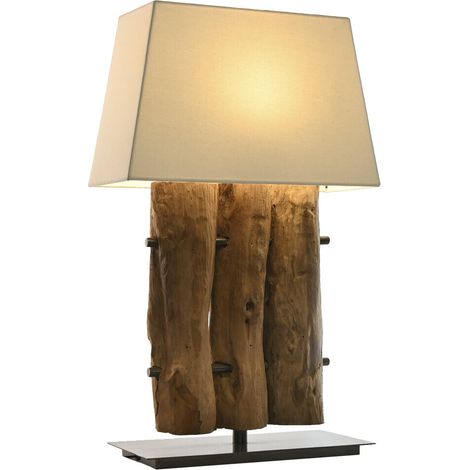 Lampara Sobremesa Teca Hierro 40X20X80 (1/5)