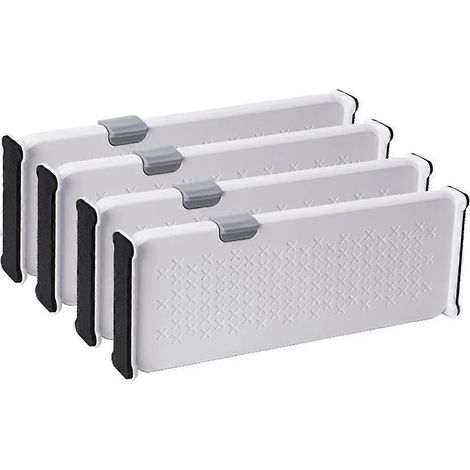 Set aus 4 verstellbaren und ausziehbaren Schubladeneinsätzen für effiziente Aufbewahrung im Schlafzimmer, Badezimmer, in der Küche und im Büro. (1/5)